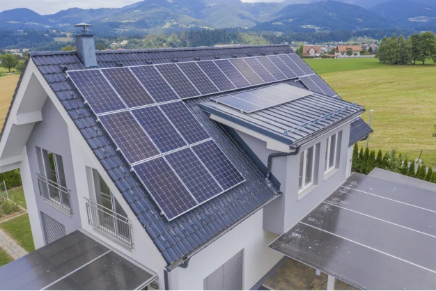 Solar panels on roof for energy efficiency