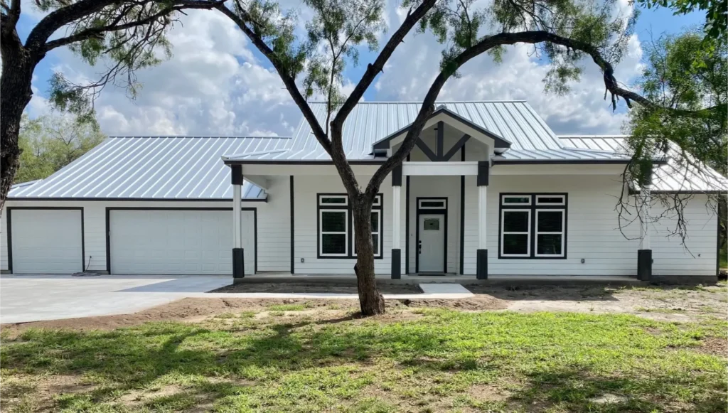 Newly constructed modern house exterior.